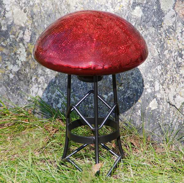 Achla Crackle Glass Toadstool Red